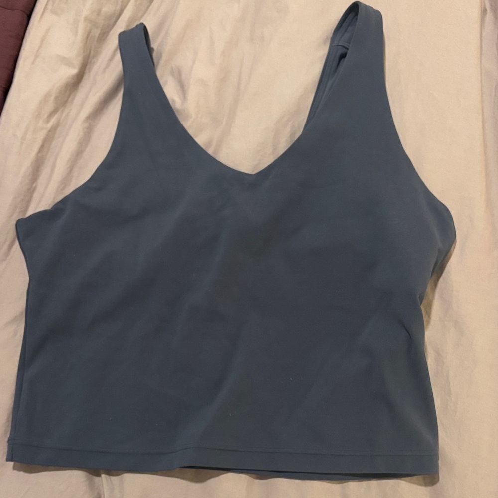 EUC Athleta Transcend V-Neck Crop Sports Bra A-C in Granite Blue Size M